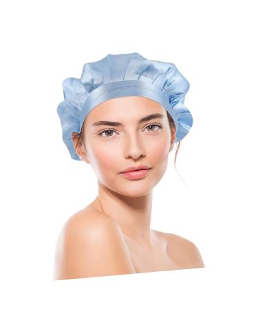 Silk Adjustable Hair Tie Bonnet for Sleeping - Blue | Healeved 1pc Soft Silk Hair Wrap Shower Cap for Night Sleep Care - Buy Online on SooperMarket.com