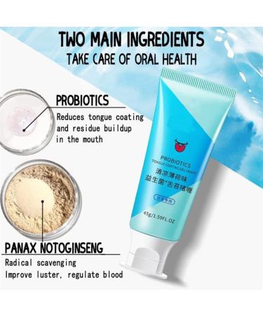 Probiotic Tongue Cleaning Gel Set with Tongue Scraper and Brush Kit - Mint Flavor | Oral Hygiene Brush and Tongue Cleaner Set - Buy Online on SooperMarket.com