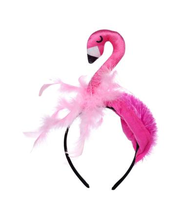 Harilla Pink Flamingo Headband Cute Animal Head Hoops Feathers Hair Accessories Headdress for Girls Women Beach Party Carnival Costume Cosplay Accessories