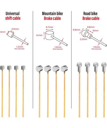 Chooee Bicycle PRO Shift Cable - Ultra Slick Derailleur Cable for Shimano/SRAM Shifter - Gold - 2x2500mm - Buy Online on SooperMarket.com