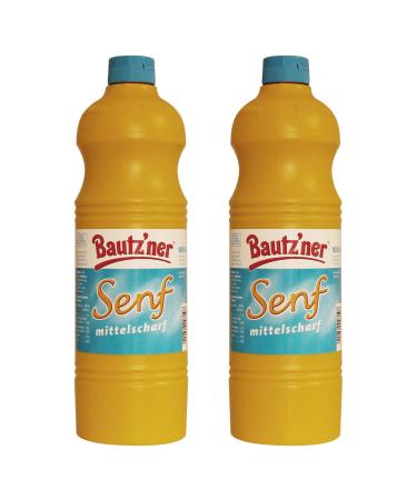 Bautz s mustard medium -sharp - 2x1000 ml) bottle of middle -fashioned mustard - original Bautz'ner recipe since 1955 - without the addition of preservatives and flavor enhancers - mustard classic 1 L (2 Pack)