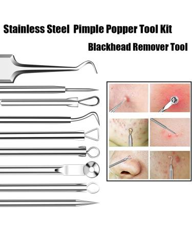 Blackhead Remover Tool Kit - 5-in-1 Stainless Steel Pimple Popper Extractor Set for Face with 4 Tweezers - 0414043 - Buy Online on SooperMarket.com