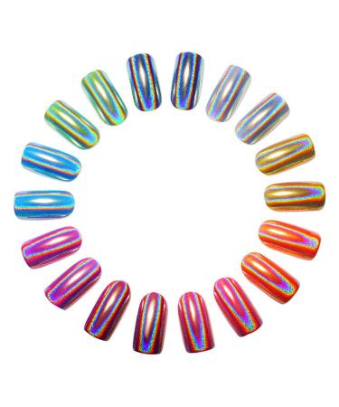 WFZ17 Ultra Thin Nail Powder Multicolor Holographic Mirror Effect Nail Art Powder Chrome Pigment multi