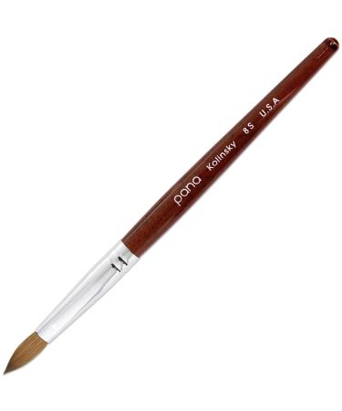 PANA Pure Kolinsky Hair Bristles Acrylic Nail Brush Oval Crimped Shaped Mahogany Wood Handle Professional Salon Quality (Size 8, Mahogany) Size 8 Mahogany