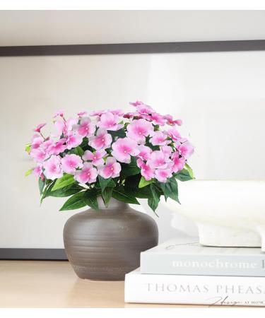 FERIAL Artificial Impatiens Bouquet Faux Impatiens Bushes Pink for Patio Lawn Garden Wedding Photo Outdoors Pot Hanging Basket Porch Decoration Purplepink - Buy Online on SooperMarket.com