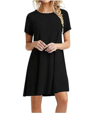 BAGELISE Women's Swing Tunic Dress XX-Large - Comfy & Cute Casual Fit | A1-Black - Buy Online on SooperMarket.com