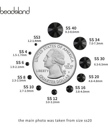 Beadsland 288PCS Flat Back Rhinestones for Nails - Black SS30 Nail Crystals (6.4-6.6mm) - International Shipping Available - Buy Online on SooperMarket.com
