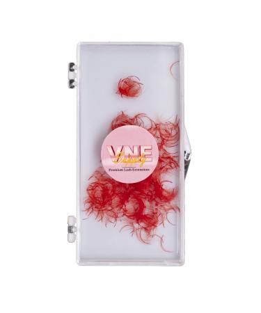 VNE 500 Fans Colorful Lash Extensions | Premade Volume Lash Extensions | Premade Mega Volume Fans | Single color box (15mm- D curl  Red- 6D) 15mm- D curl Red- 6D