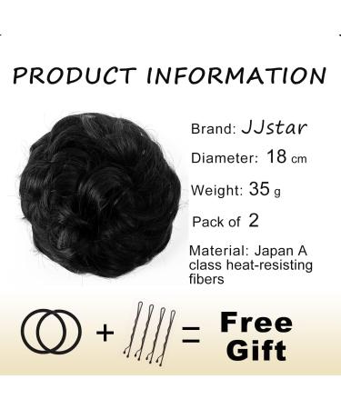 JJstar 2PCS Curly Fake Hair Buns Donut Tousled Updo - Jet Black - Buy Online on SooperMarket.com