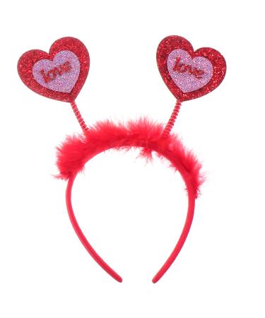 Amosfun 1pc Valentine's Day Headband Valentines Head Bopper Fancy Dress Headband Love Heart Sequin Headband Valentines Love Headpiece Alien Headband Wedding Party Supplies Miss Gritbo