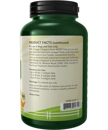 Now Foods Omega-3 for Dogs & Cats - Fish Flavor Softgels 180 ct | Pet Health Support - Buy Online on SooperMarket.com