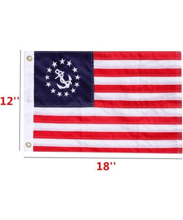 Yafeco Yacht Ensign Sewn Boat Flag 12x18 inch | Nautical US American Flag with Sewn Stripes & Embroidered Stars | Brass Grommets - Buy Online on SooperMarket.com
