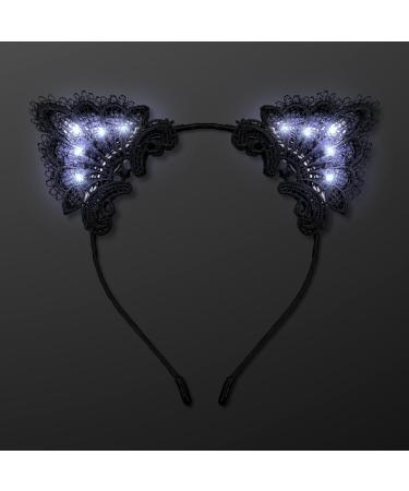 Black Lace Light Up Kitty Cat Ears Headband - White LEDs - Buy Online on SooperMarket.com