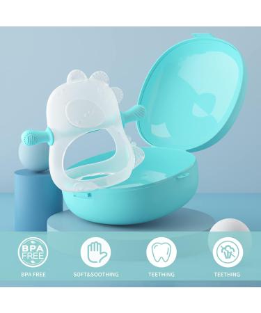 bybeleca Baby Teething Toy: Silicone Hand Teether for Infants 0-12 Months - Anti-Drop Dinosaur Chew Toy (Blue) with Case - Buy Online on SooperMarket.com