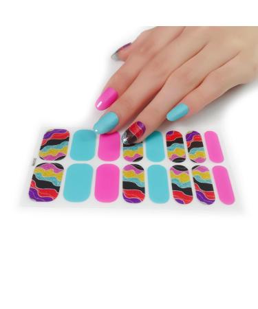 Pattern Semi Cured Gel Nail Polish Strips Full Nail Wraps Nail Polish Stickers Self-Ashesive Nail Art Nail Polish Strips for Women Valentines Day Ze0098