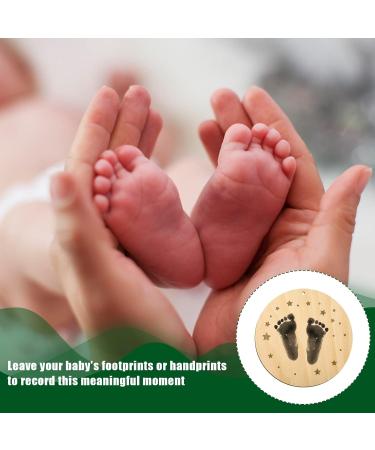 Baby Announcement Sign - 15cm Round Milestone Cards for Newborns | Wood Stamp Cushions for Hand & Footprints | Hello World Photo Props - Buy Online on SooperMarket.com