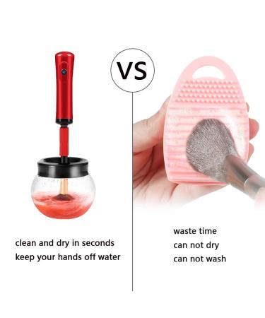 Automatic Electric Makeup Brush Cleaner & Dryer - 8 Sizes Quick Clean & Dry in Seconds - Suitable for All Brushes - Red - Buy Online on SooperMarket.com