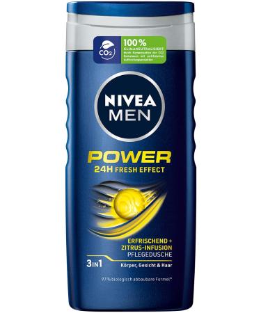 Nivea - Shower Gel For Men Power Fresh - 250 ml Power Fresh Biodegradable Formula