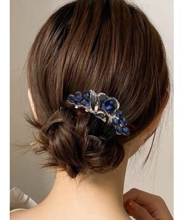 Missgrace Blue Crystal Rhinestone Flower Hair Comb for Bride - Wedding Prom Hair Accessory - Buy Online on SooperMarket.com