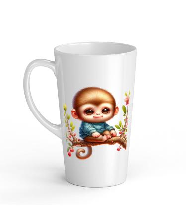 White Ceramic Baby Monkey Mug - Large 483 ml Perfect for Hot Chocolate or Milk Fun and Easy to Use