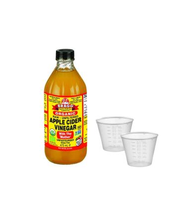 Braggs Organic Apple Cider Vinegar With The Mother 473ml with Free 2 x 30ml cup | Raw-Unfiltered | Certified Organic
