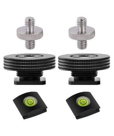 1/4" Female Thread to Hot Shoe Adapter, Hot Shoe Mount Adapter with 1/4 to 1/4" Male Screw Adapter for Magic Arm, Monitor, Video Light
