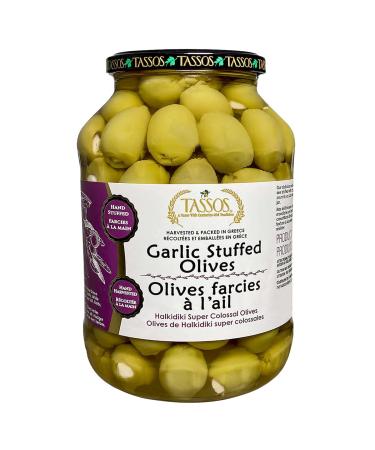 Tassos Halkidiki Super Colossal Garlic Stuffed Olives 50 fl oz.