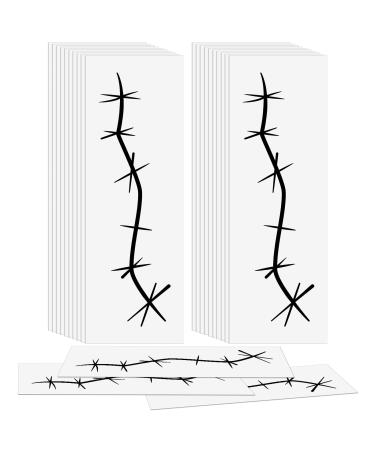 20 Sheets Halloween Stitches Tattoo Stickers Fake Scars Temporary Tattoos Horror Cosplay Accessories for Adult Kids Girls Gifts Halloween Party Decor