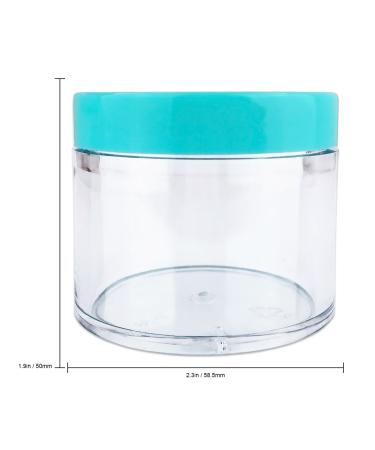 Beauticom 60ml Thick Wall Clear Acrylic Jars - 6 Leak Proof Containers with Teal Lids for Makeup Creams & Cosmetics | International Shipping Available - Buy Online on SooperMarket.com
