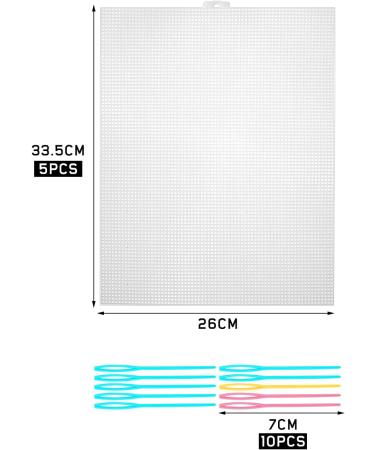 5 Pieces 7 Count Plastic Mesh Canvas Sheets for Embroidery with Needles - 10.2 x 13.2 inch - Ideal for Crafting, Knitting, and Crochet Projects - Buy Online on SooperMarket.com