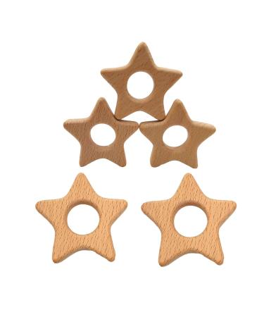 Cartoon Wood Star Teether: Natural Beech Wooden Animal Shape DIY Necklace Pendant (10pcs) - Buy Online on SooperMarket.com