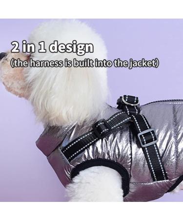 2 in 1 Dog Jacket with Harness for Small Dogs - Warm Outdoor Sports Vest Coat - XXL Silver - Buy Online on SooperMarket.com