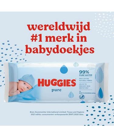Huggies Pure Baby Cloths - 18 Packs (1008 Towels) | 99% Pure Water Perfume-Free Natural Wet Wipes for Gentle Cleaning & Protection - Buy Online on SooperMarket.com