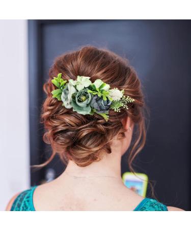 4 Pack Artificial Rose Flower Metal Silver Hair Combs - Wedding Hair Clips & Barrettes for Women - Buy Online on SooperMarket.com