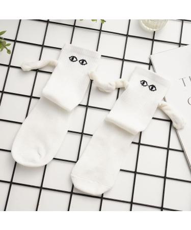 Novelty Magnetic Suction 3D Doll Couple Socks | Funny Holding Hands Design | Breathable Cotton | 1 Pair White - Buy Online on SooperMarket.com