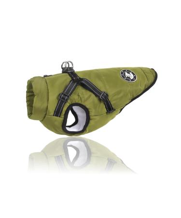 Luowan dog coat waterproof dog coat French bulldog warm vest with dog dishes various sizes dog jacket for small dogs (S Green) S green green