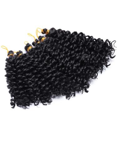 Tess Curly Crochet Hair Extensions - Short Water Wave 8 Synthetic Braids | 3 Bundles Natural Black (90g) - Buy Online on SooperMarket.com