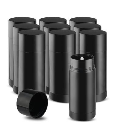 10 Pack 3.4 oz Plastic Deodorant Container Empty Round Shape Recyclable Twist-Up Stick Tube for Homemade Deodorant Solid Lotion Bars Body Balm Soap Sticks Sunscreen-UPSIDE DOWN FILLING (Black)