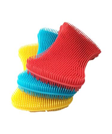 Silicone Sponge Dish Washing Kitchen Scrubber - Magic Food-Grade Dishes Multipurpose Better Sponges Non Stick Cleaning Smart Kitchen Gadgets Brush Accessories Red, Blue, Yellow