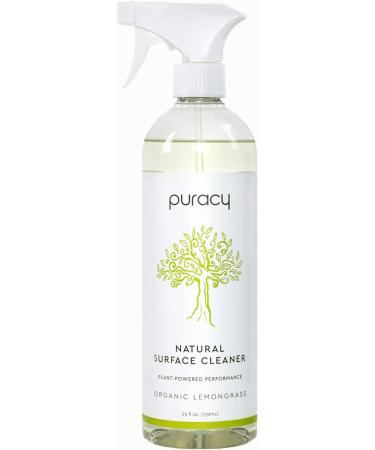 Puracy Natural Surface Cleaner, Organic, Spray Bottle Clear, Lemongrass, 25 Ounce