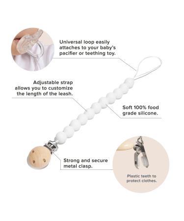 Premium Silicone Pacifier Clip - Safe Holder for Baby and Toddlers - Neutral White - Center Coast Collections - Buy Online on SooperMarket.com