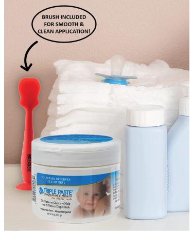 Triple Paste Diaper Rash Cream 8oz with Zinc Oxide - Hypoallergenic Baby Ointment Essential for Baby Care | Includes Brexonic Baby Butt Cream Applicator - Buy Online on SooperMarket.com