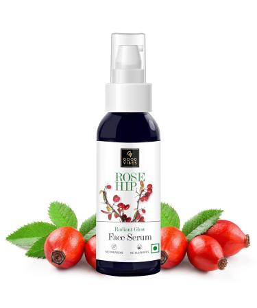 Good Vibes Rosehip Face Serum with Vitamin E | Hydrating Serum for Reducing Dark Circle & Spots | Ideal for Dry & Dehydrated Skin | 1.69 Fl Oz 50ml