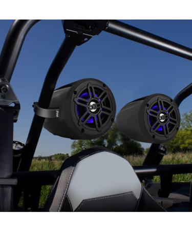 Pyle Waterproof Marine Wakeboard Tower Speakers - 4 Inch Dual Subwoofer Set - 300W Max Power - Built-in LED Lights - Black (PLMRLEWB46B) - Buy Online on SooperMarket.com