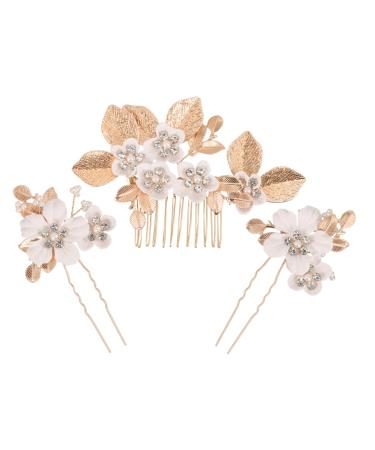 MUSISALY 1 Set Leaves and Flowers Hair Comb Flower Headpieces for Women Bride Hair Comb Wedding Hair Comb Womens Headpiece Girl Headpiece Hair Accessories for Women Flower Hair Accessories