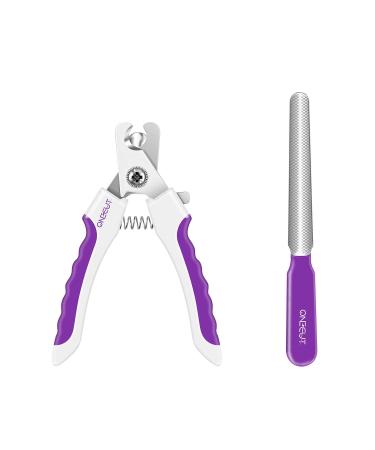 OneCut 4.7" Small Dog & Cat Nail Clipper Stainless Steel Cat Claw Trimmers for Rabbits Guinea Pigs Birds Puppies Kittens and Small Animals Pet Nail Clipper for Professional and Home Use (Purple)