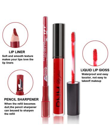 Matte Ruby Red Lip Liner and Lipstick Set | Waterproof 24H Matte Liquid Lipstick with Lip Liner | Long-Lasting Kit for Gorgeous Lips - Buy Online on SooperMarket.com