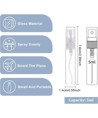 Benecreat 30-Pack 5ml Mini Fine Fog Spray Bottles - Transparent Glass Atomizer for Perfume Body Care & Cosmetics - Travel-Friendly Empty Bottles with Plastic Lids - Buy Online on SooperMarket.com