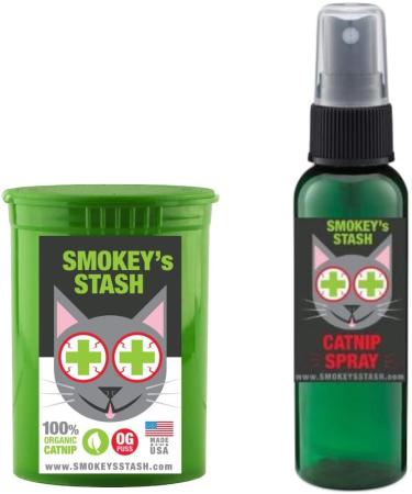 Organic Smokey's Stash Catnip Spray & Dried Combo Bundle - Maximum Potency Catnip for Cats - Buy Online on SooperMarket.com