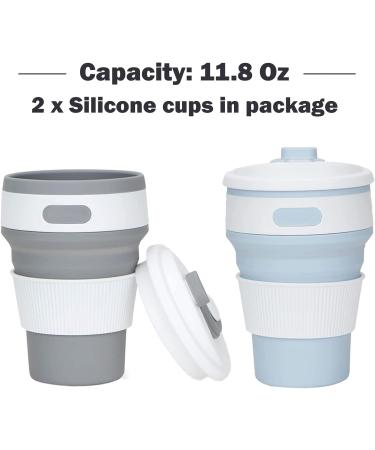 2Pcs Silicone Collapsible Travel Cup Set | Foldable Drinking Cups with Lids for Adults & Kids - Portable Camping Cups | Reusable & Leakproof Silicone Cups - Buy Online on SooperMarket.com